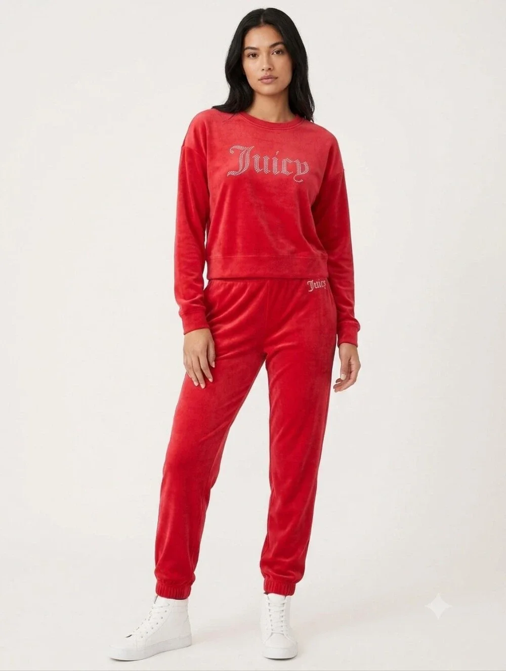 Juicy Coutute Velour Tracksuit Set L Coco Red NWT Y2K Rhinestone